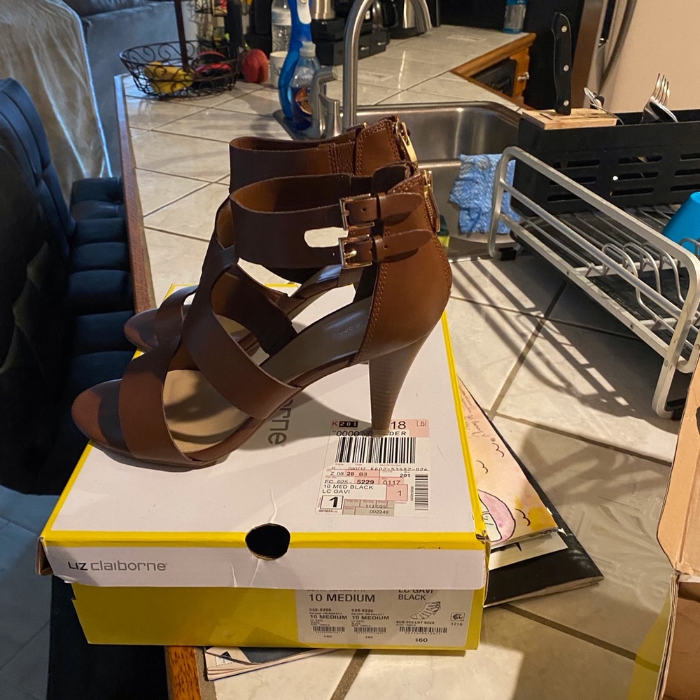 Liz Claiborne Brown Strappy Heels